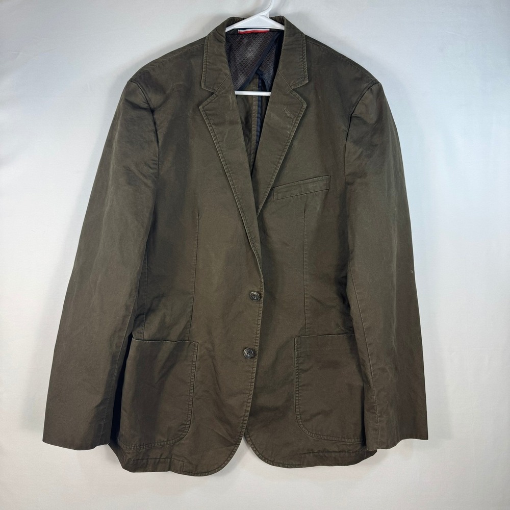 Daniel Hechter Paris Mens Cotton Blazer Olive Brown Elbow Patch Sport Coat 42R